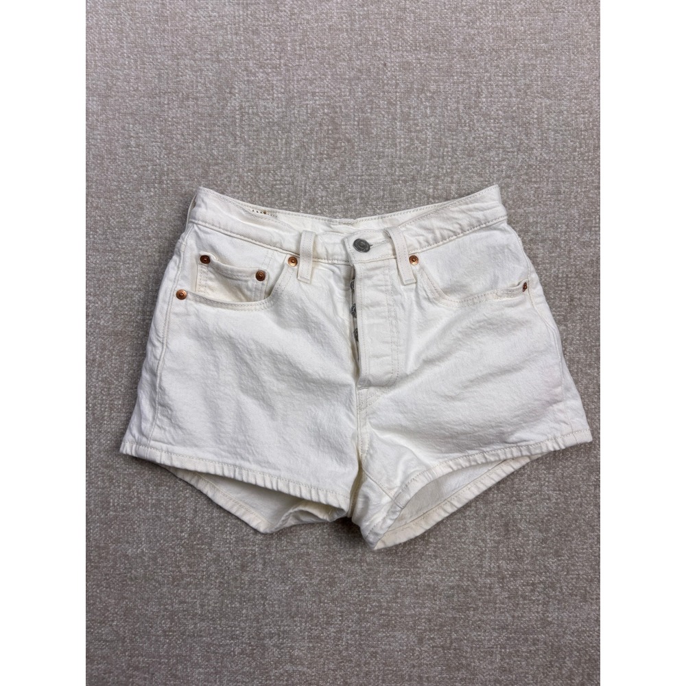 Levis 501 Original White High Waisted Denim Shorts Size 24 56327-0473